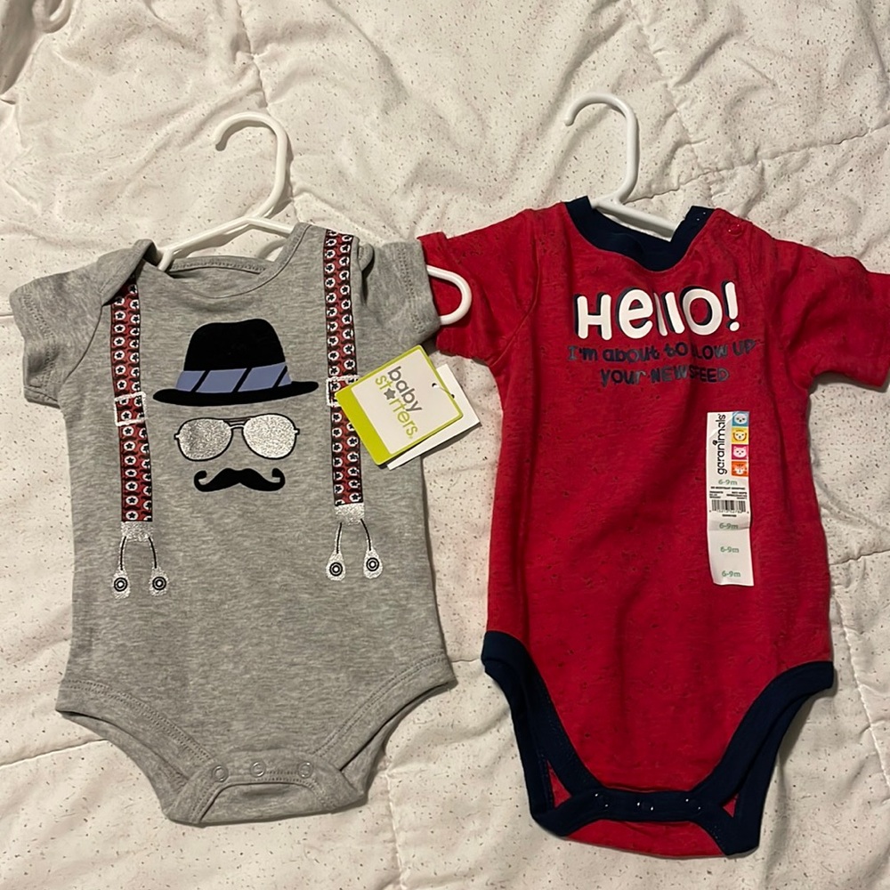 Lot of two onesies. New with tags. Size 6 months.